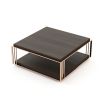A stylish coffee table made from eucalyptus wood and copper-plated stainless steel