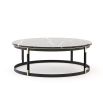 A luxurious black marble coffee table with golden embellishments 