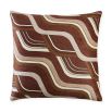 Cushion with shades of brown abstract wave artwork