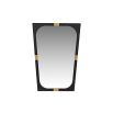 Large oblong mirror with rectangular frame and brass accents