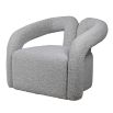 A sculptural and stylish armchair with a gorgeous grey boucle upholstery