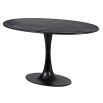 Black marble dining table with timeless oval silhouette