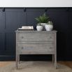 Rustic, shabby chic grey washed chest with two drawers