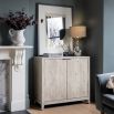 Elegant natural two door cabinet with honeycomb design