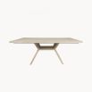 Illustrious dining table with geometric shape legs and washed wood finish