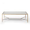 Antiqued metal frame coffee table with antique mirror surface