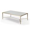 Antiqued metal frame coffee table with antique mirror surface