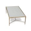 Antiqued metal frame coffee table with antique mirror surface
