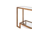 Antique gold framed console table with two-tier glass shelving