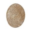 A round, natural abaca wood and iron wall decoration