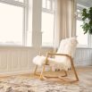 Gorgeous Scandinavian inspired rocking chair with cosy sheepskin seat and backrest