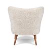 Gorgeously soft sheepskin chair with elegantly tapered walnut wood legs 