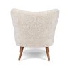 Gorgeously soft sheepskin chair with elegantly tapered walnut wood legs 