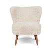 Gorgeously soft sheepskin chair with elegantly tapered walnut wood legs 