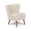 Gorgeously soft sheepskin chair with elegantly tapered walnut wood legs 