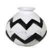 A luxurious black and white hand-painted terracotta vase