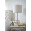 Shimmering glass base table lamp with white shade