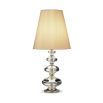 Glamorous Jonathan Adler lead crystal glass table lamp with polished nickel accents and a silk oyster lampshade