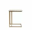 Square side table with a green marble top and a brass frame