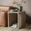 Square wooden side table with slatted sides