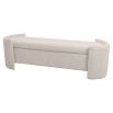 Cream boucle bench with additional storage