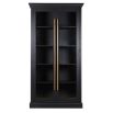 Chic cabinet in black matte finish with glass fronted doors