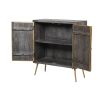 a stylish wooden starburst sideboard with antiqued brass accents