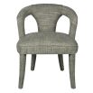 Upholstered dining chair in cut out design in green/grey finish