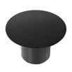 A sophisticated set of side tables with a round and black finish 