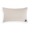 Rectangular cushion with blue and white abstract artwork