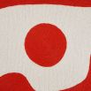 Rectangular cushion with red and white abstract artwork