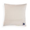 Square cushion with yellow abstract artwork