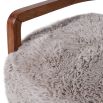 Taupe faux fur armchair with rich brown wooden frame