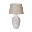 Scandinavian-style table lamp with a whitewash finish and natural shade 