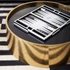 A luxury, monochrome backgammon set by Jonathan Adler with a high-contrast, luxe lacquer and velvet lining