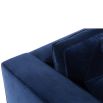 contemporary royal blue upholstered sofa with wide arms