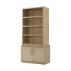 Bookcase with four shelves, two small drawers and a bottom cabinet