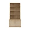 Bookcase with four shelves, two small drawers and a bottom cabinet