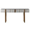 Striking console table with brass detailing and shagreen drawers