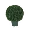 Round artificial tree with green pot for outdoor use