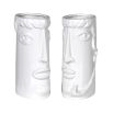 White ceramic face vases set of 2