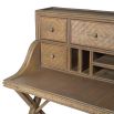 Charming desk with array of drawers and compartments in rattan finish
