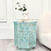 Mediterranean style stool in turquoise capiz finish