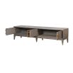 grey entertainment unit with brass details