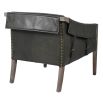 Armchair with green leather and wooden frame