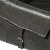 Armchair with green leather and wooden frame