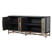 grey shagreen sideboard with a black finish and brass details 