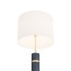 Topstitched leather and antique brass floor lamp 