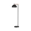 Contemporary blackened iron floor lamp with lime-washed wood swing arm
