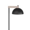 Contemporary blackened iron floor lamp with lime-washed wood swing arm